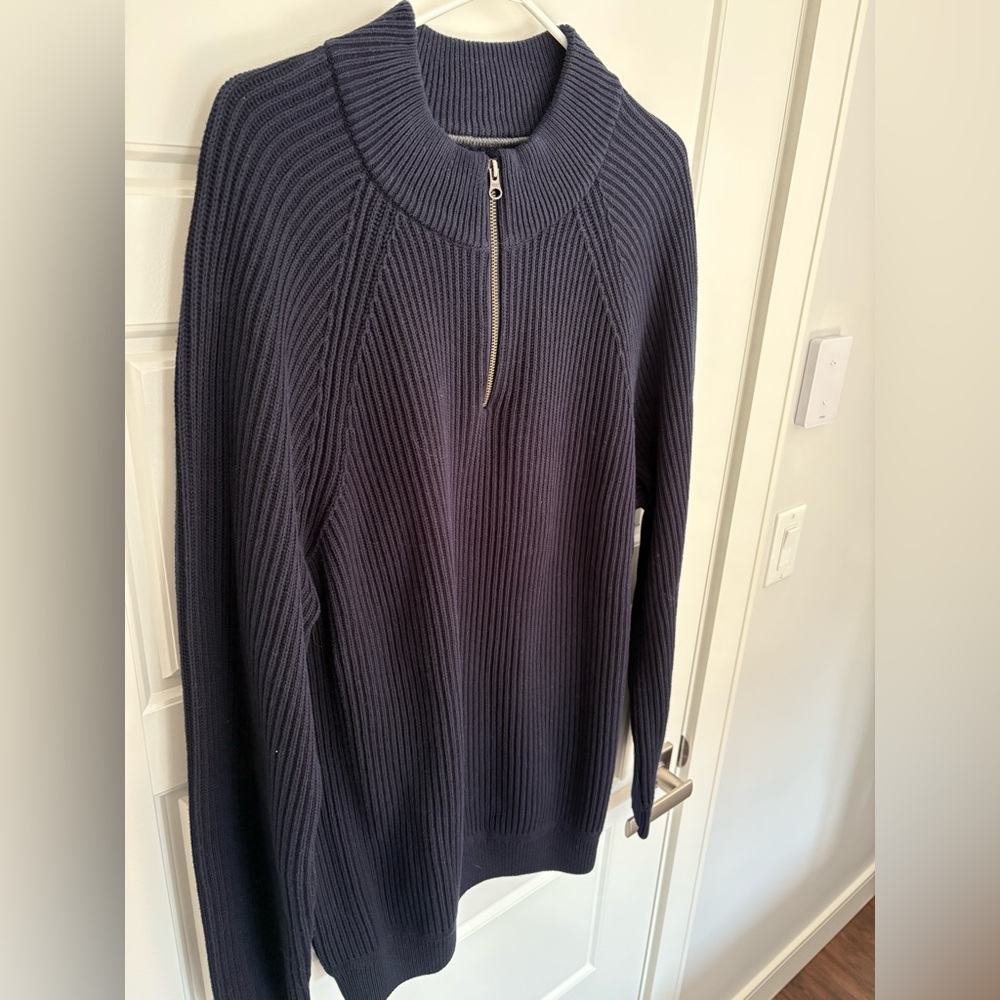 Denver Hayes Black Ribbed Zip-Up Sweater